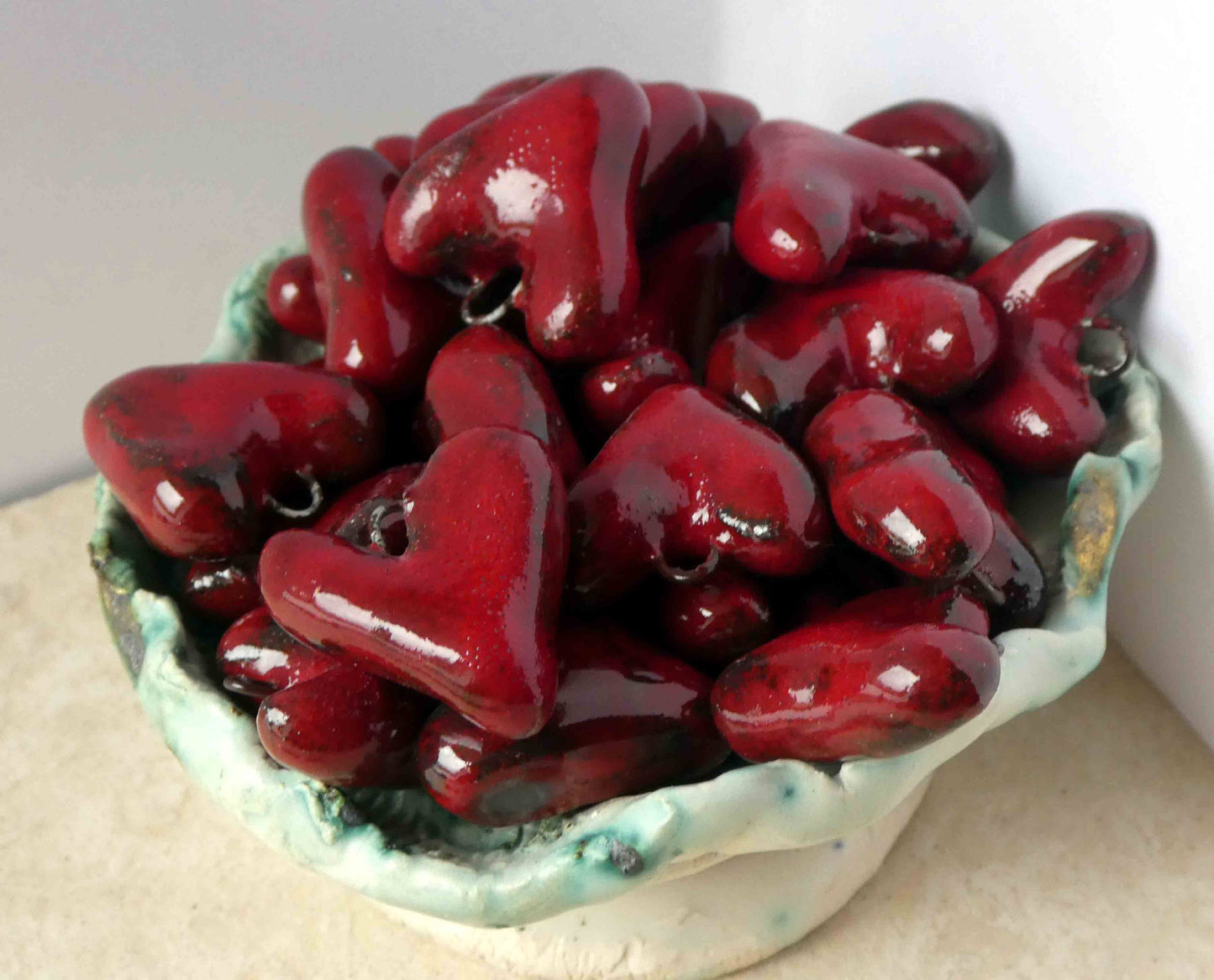 Ceramic Red Hearts Earring Charms