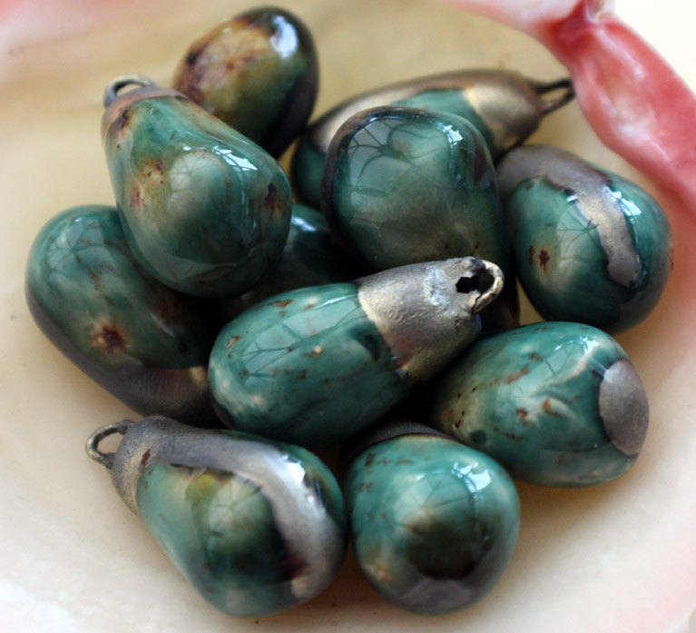 Ceramic Drops Earring Charms -Lotus Blossom