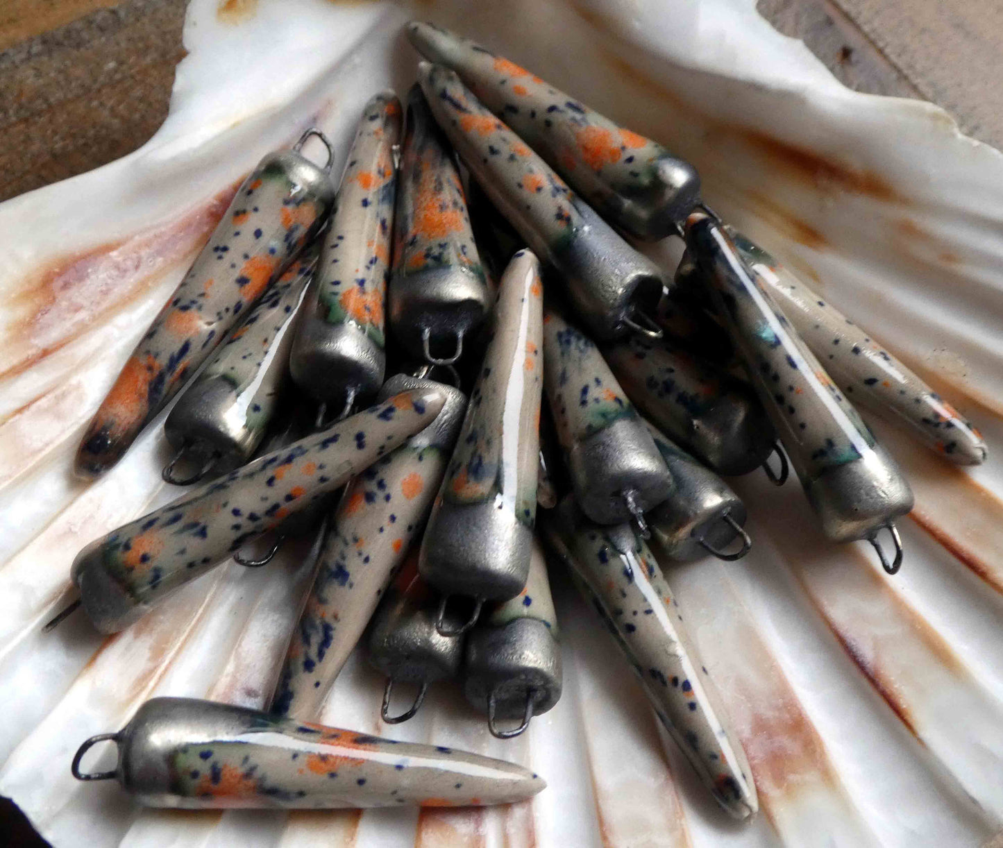 Ceramic Bronzy Spike Earring Charms - Smoke and Fire