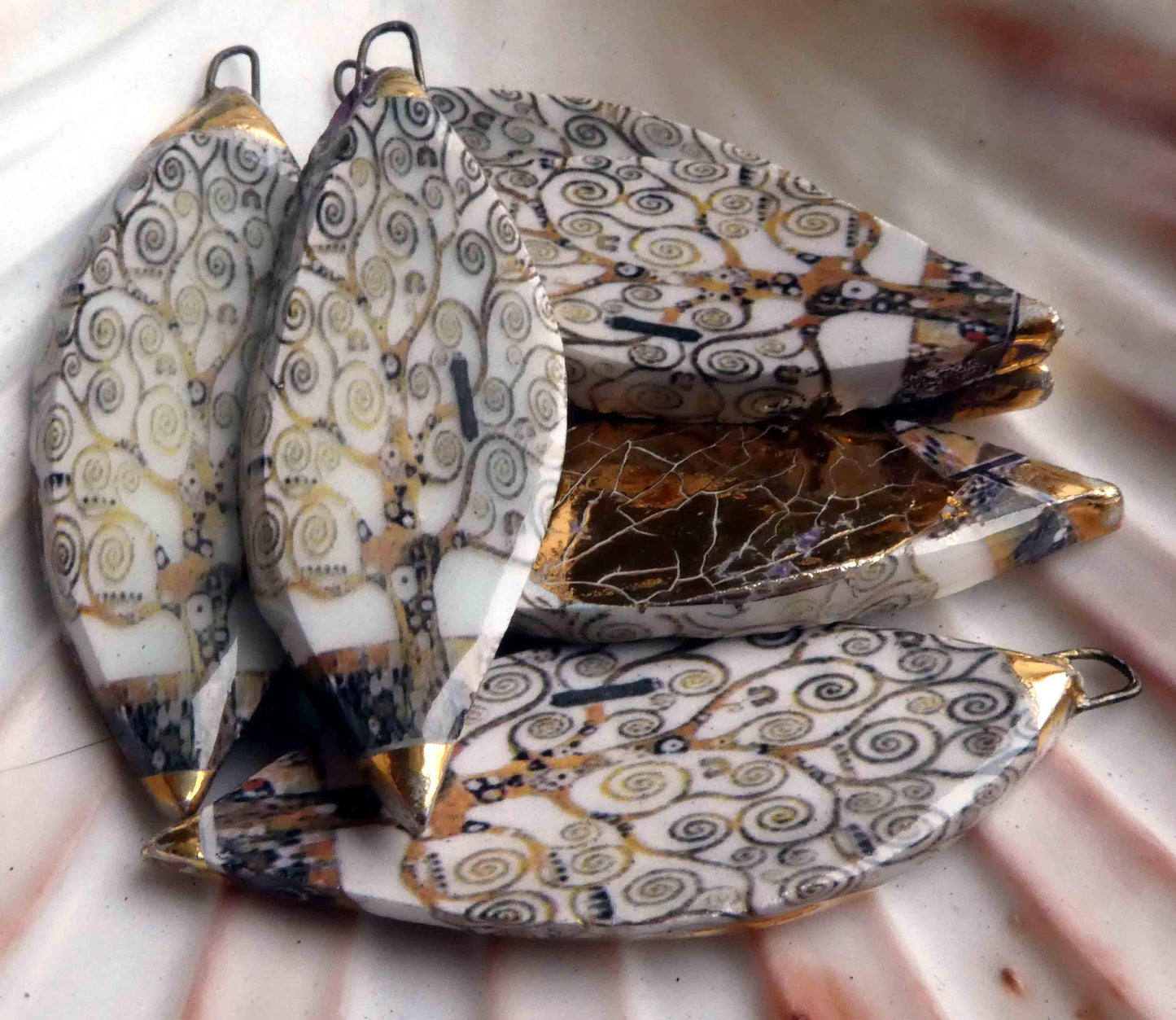 Ceramic Decal Klimt Earring Charms#16