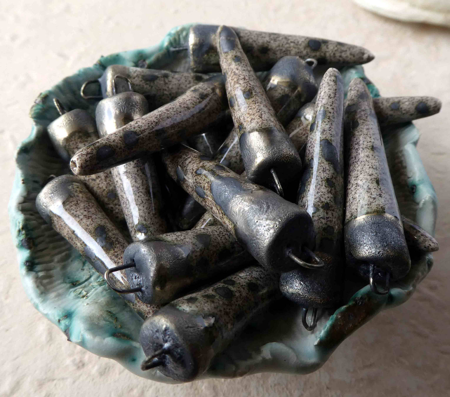 Ceramic Bronzy Spike Earring Charms-Varan