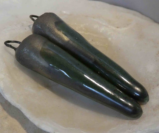 Ceramic Spikes Earring Charms - Moss Green