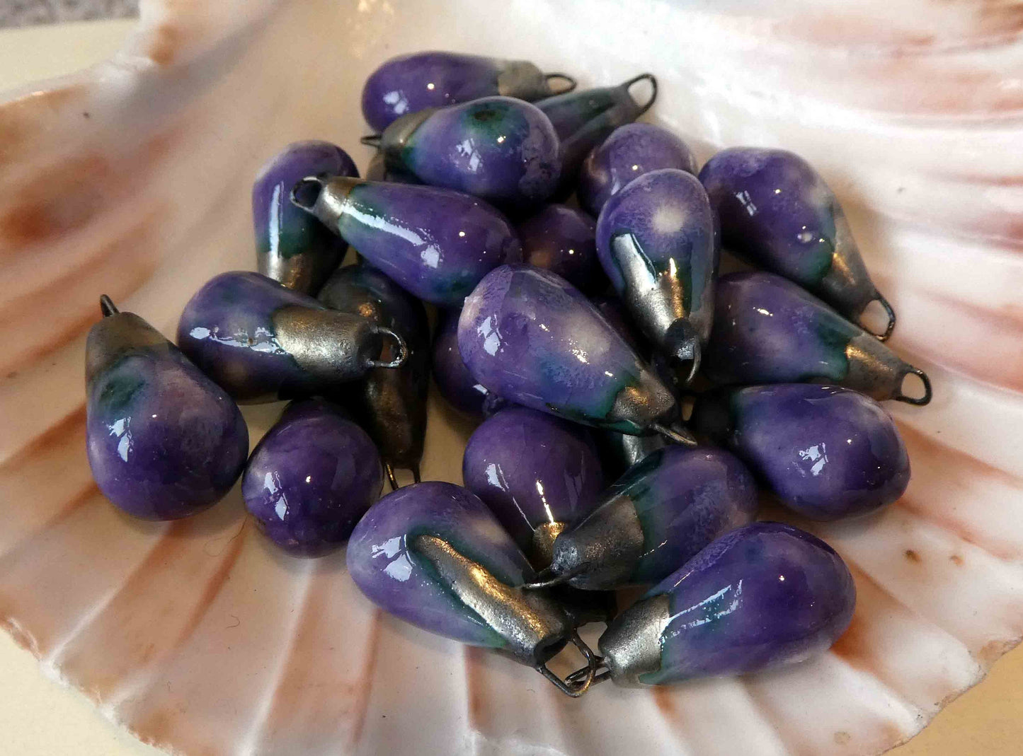 Ceramic Bronzy Droplet Earring Charms - Grape Divine