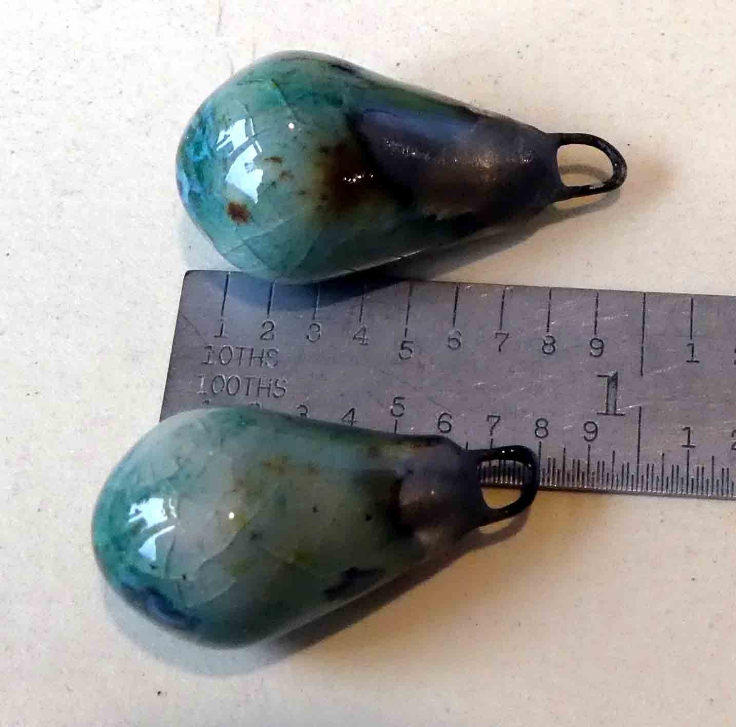 Ceramic Bronzy Droplet Earring Charms - Herb Garden