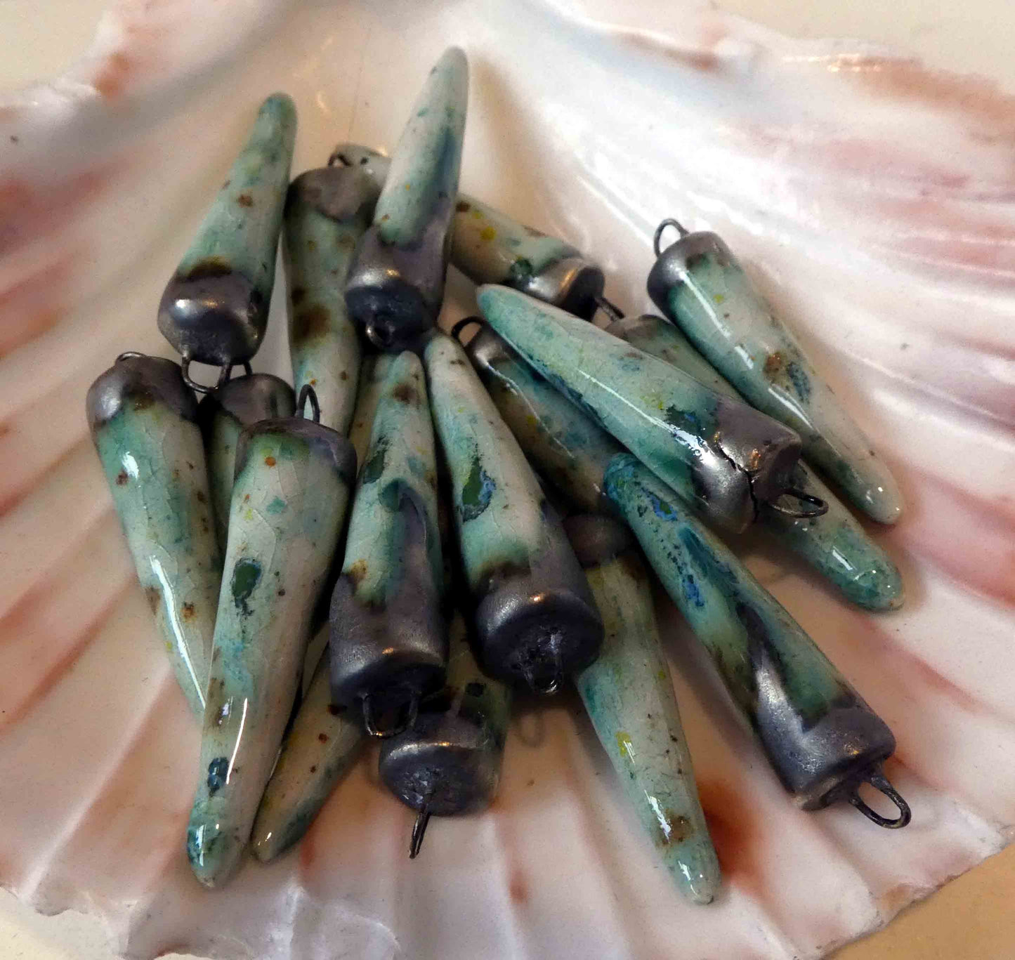 Ceramic Bronzy Spike Earring Charms - Herb Garden