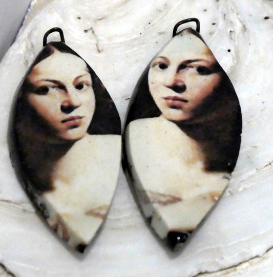 Ceramic Caravaggio Decal Drops Earring Charms #1