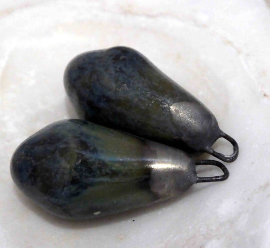 Ceramic Drops Earring Charms -Dark Jade