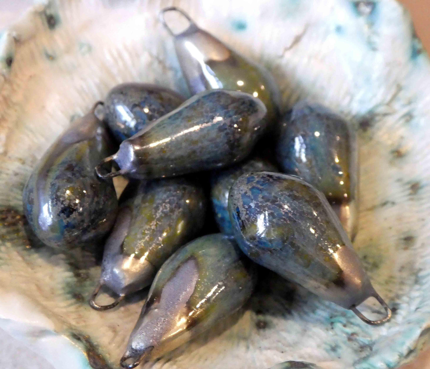 Ceramic Drops Earring Charms -Dark Jade