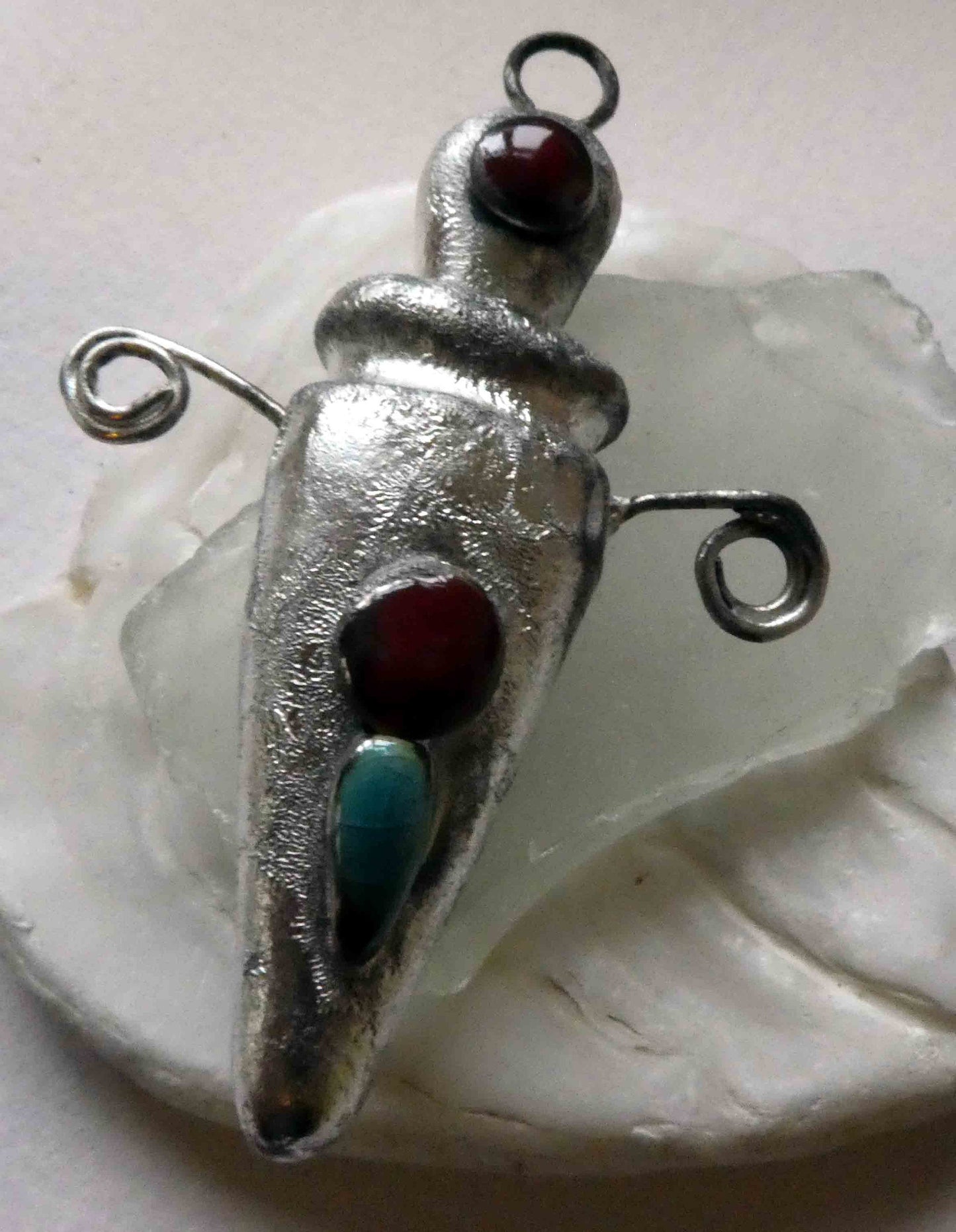Ceramic Silver Amphora Pendant
