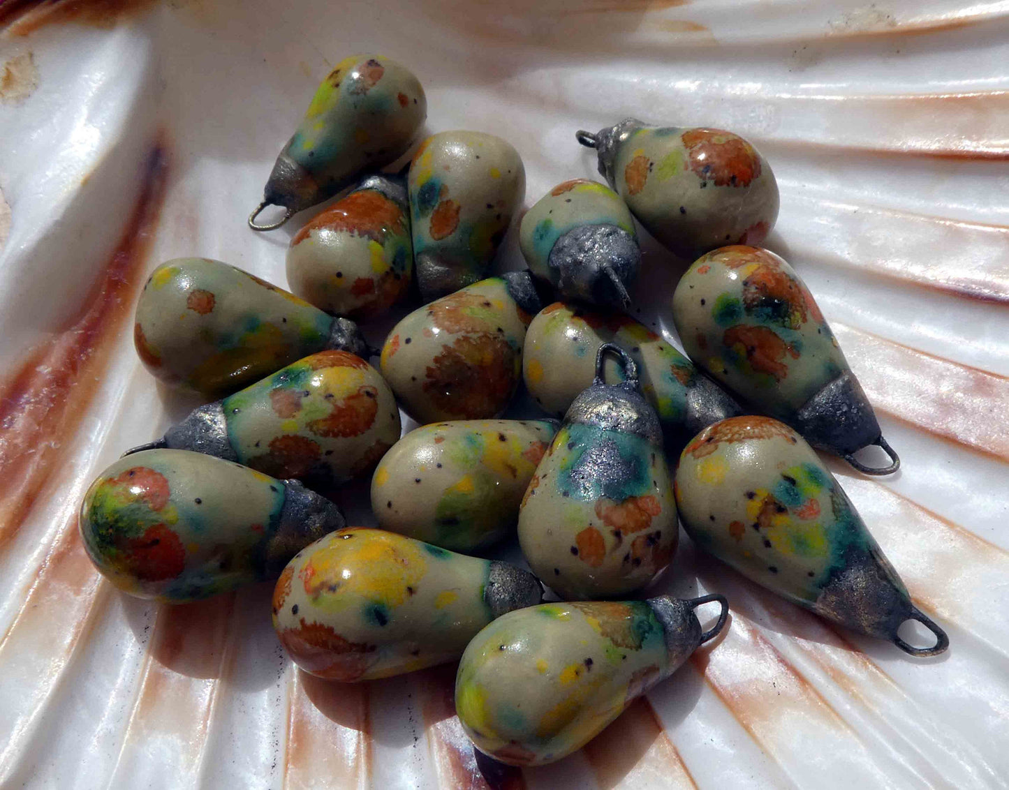 Ceramic Drops Earring Charms - Sand Petal