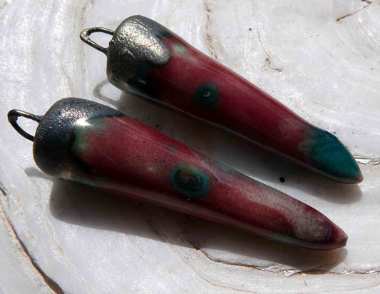 Ceramic Bronzy Spike Earring Charms - Berry Good