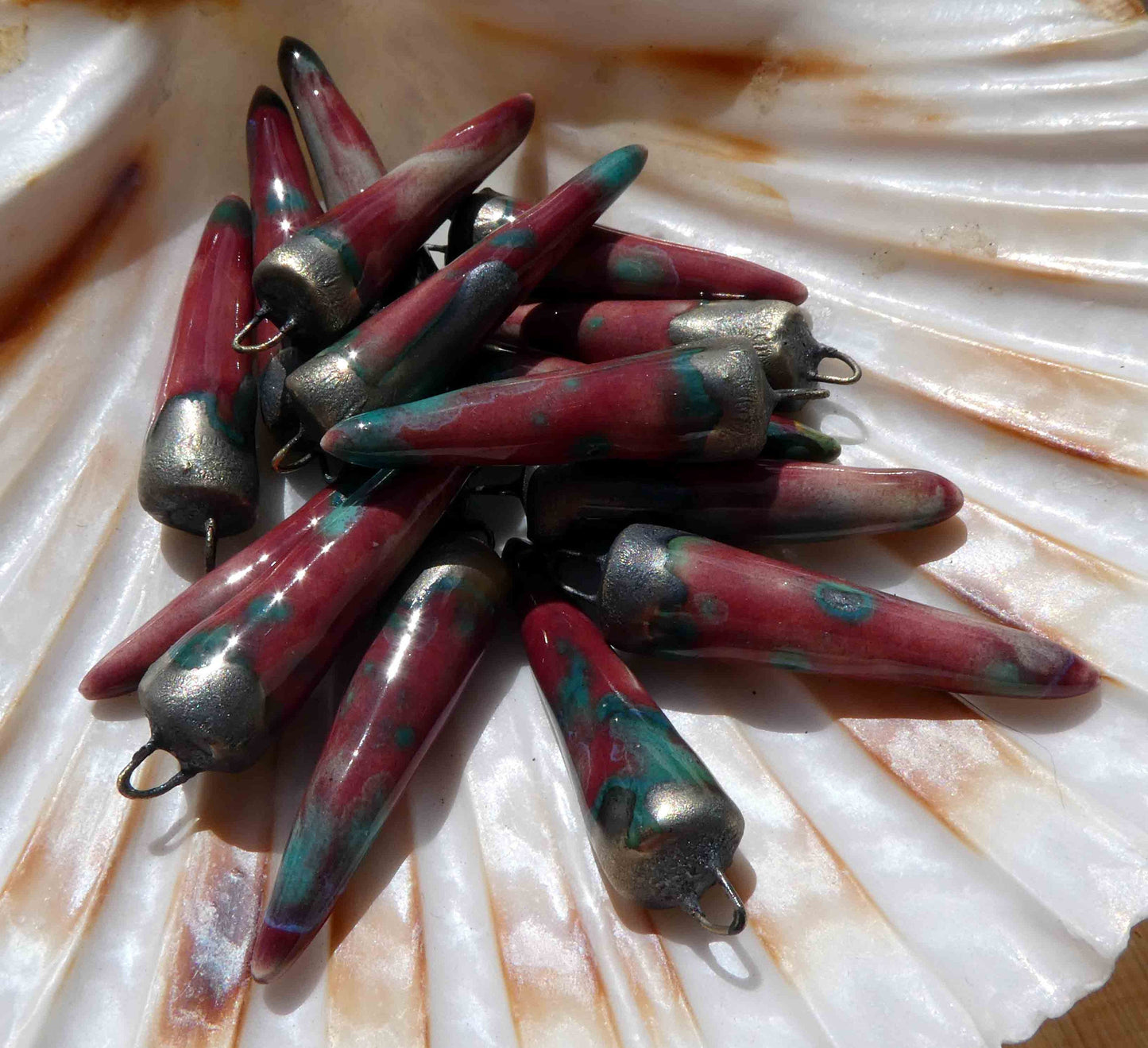 Ceramic Bronzy Spike Earring Charms - Berry Good