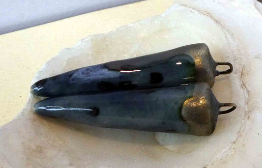 Ceramic Bronzy Spike Earring Charms - Waterfall