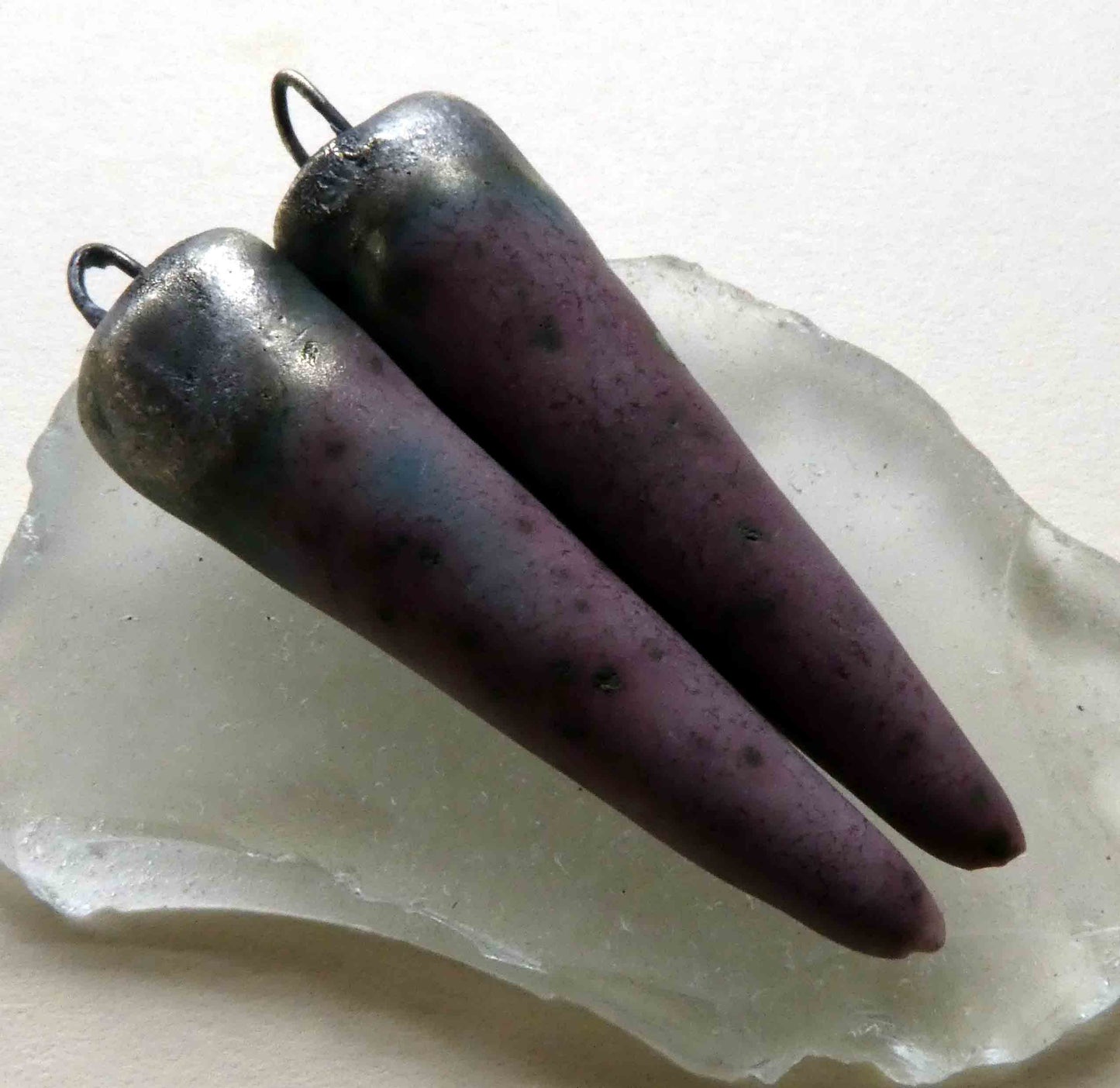 Ceramic Bronzy Spike Earring Charms - Damson