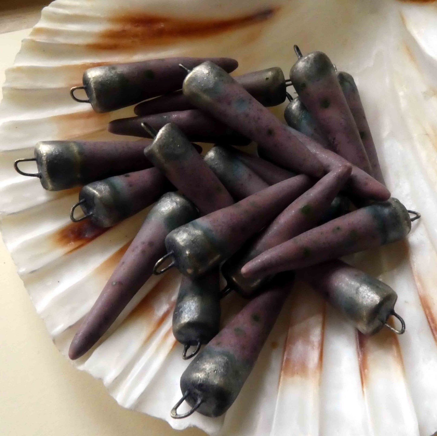 Ceramic Bronzy Spike Earring Charms - Damson