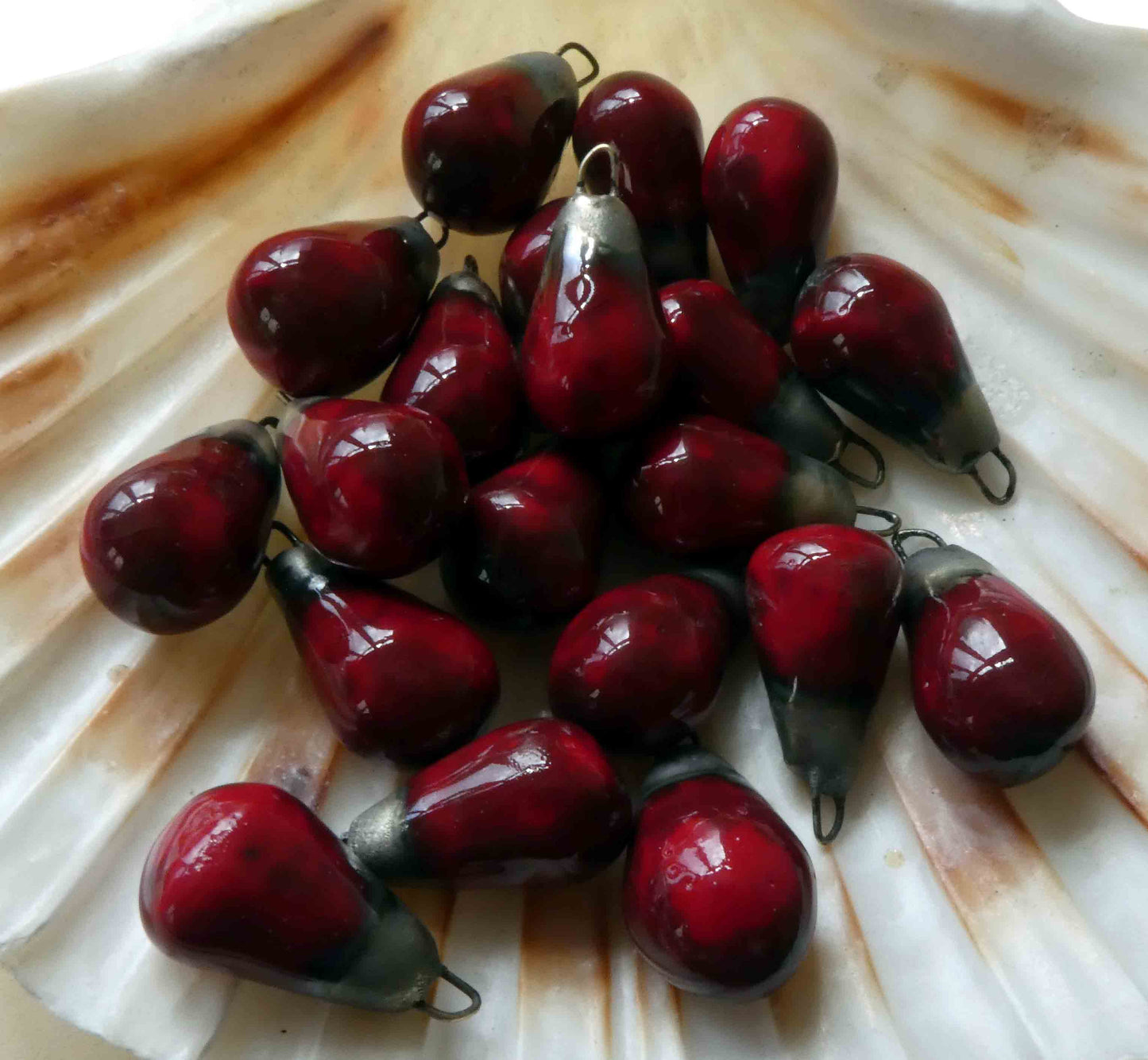 Ceramic Drops Earring Charms - Deep Red