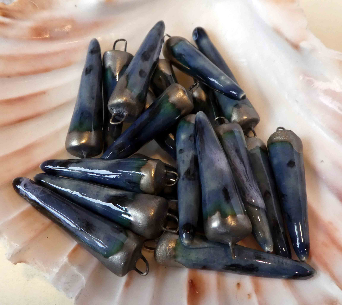 Ceramic Bronzy Spike Earring Charms - Waterfall