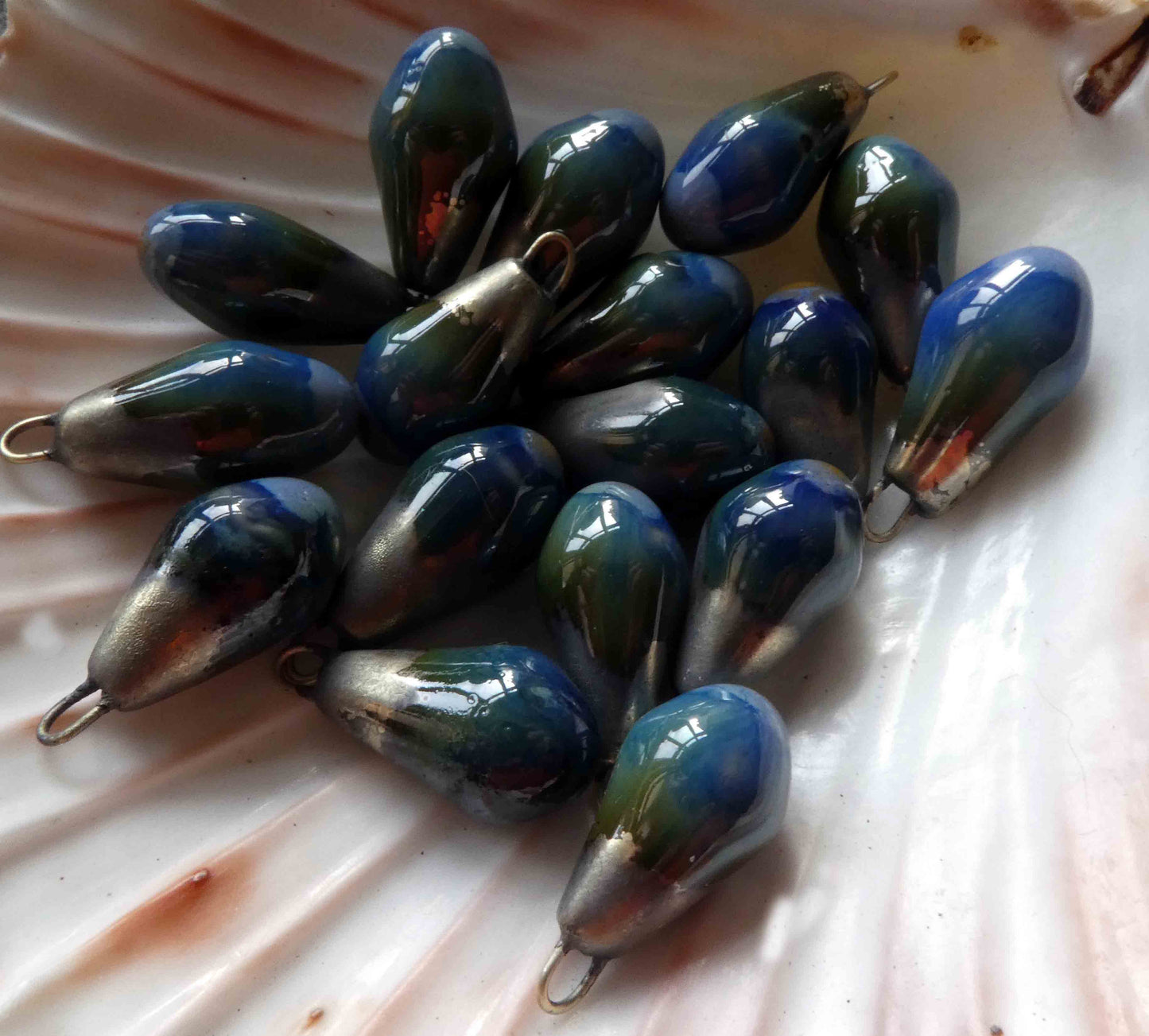 Ceramic Drops Earring Charms- Indigo Float