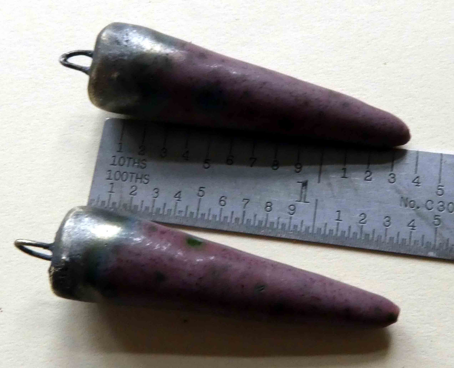 Ceramic Bronzy Spike Earring Charms - Damson