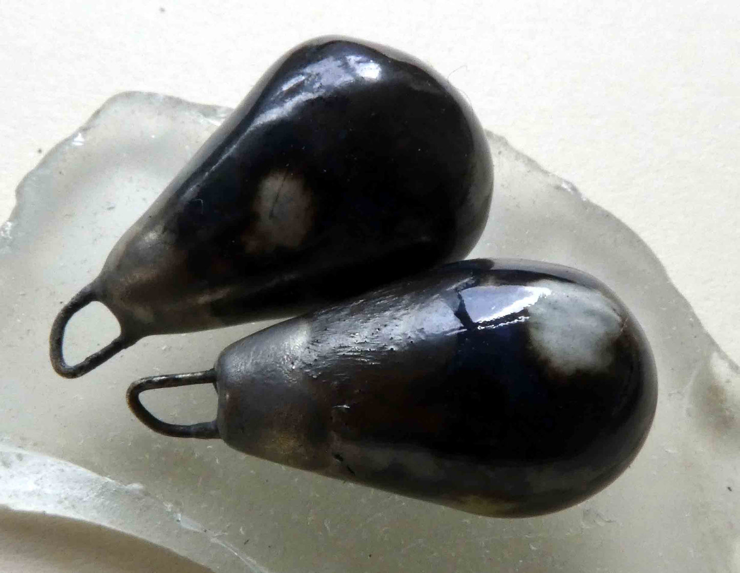 Ceramic Bronzy Droplet Earring Charms - Midnight Rain