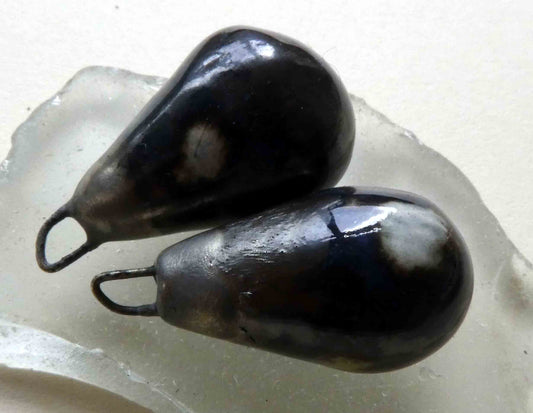 Ceramic Bronzy Droplet Earring Charms - Midnight Rain