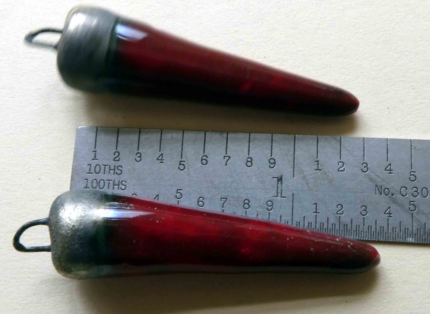 Ceramic Spikes Earring Charms - Deep Red
