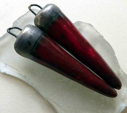 Ceramic Spikes Earring Charms - Deep Red
