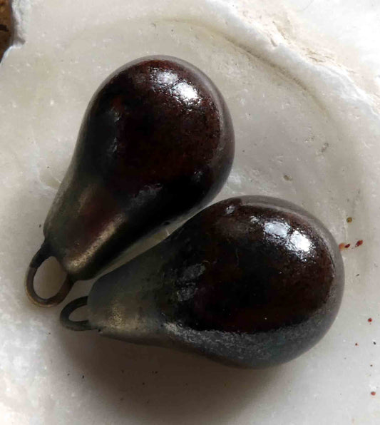 Ceramic Drops Earring Charms- Tenmoku Red