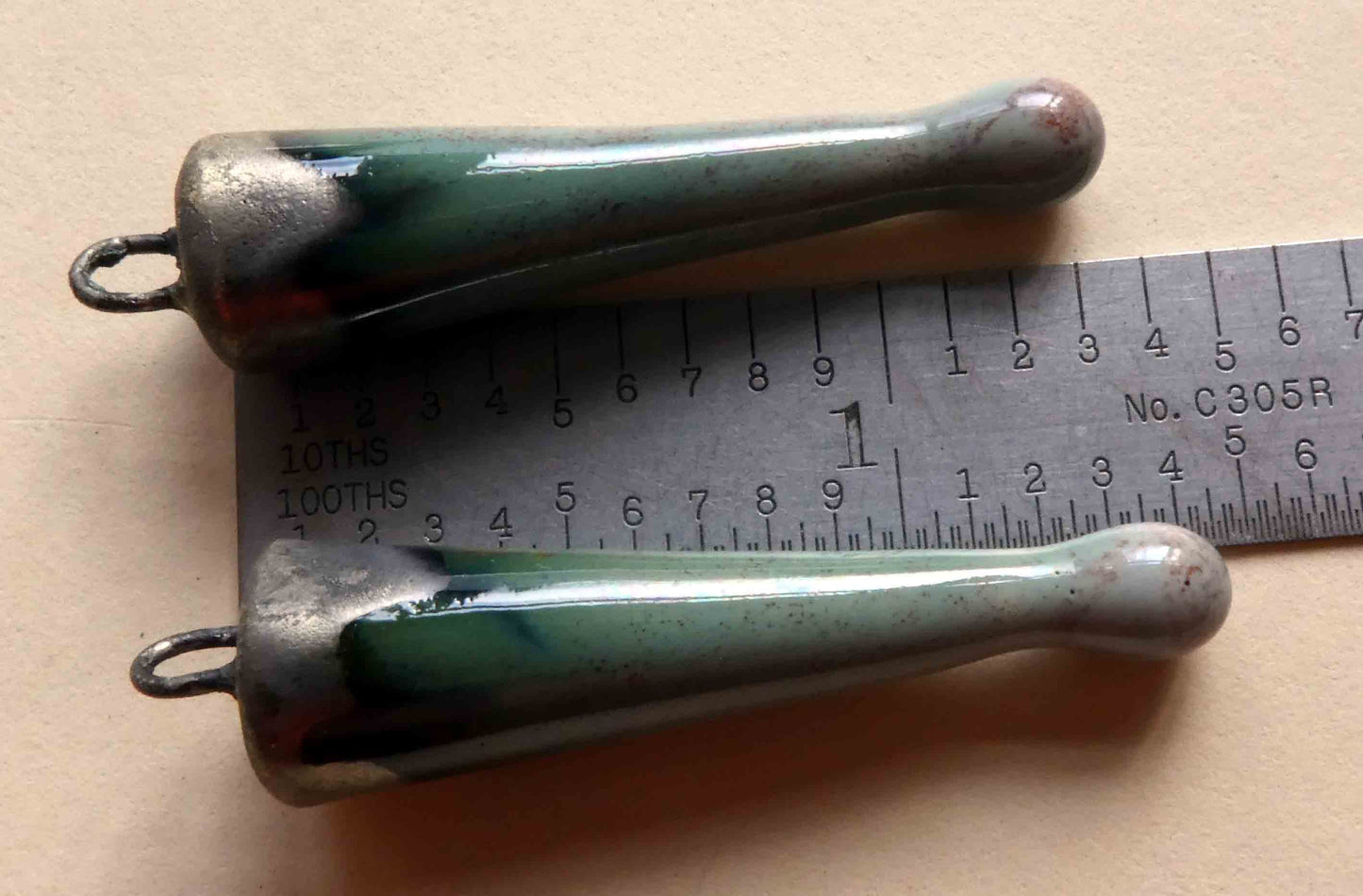 Ceramic Spikes Earring Charms-Green Crystal