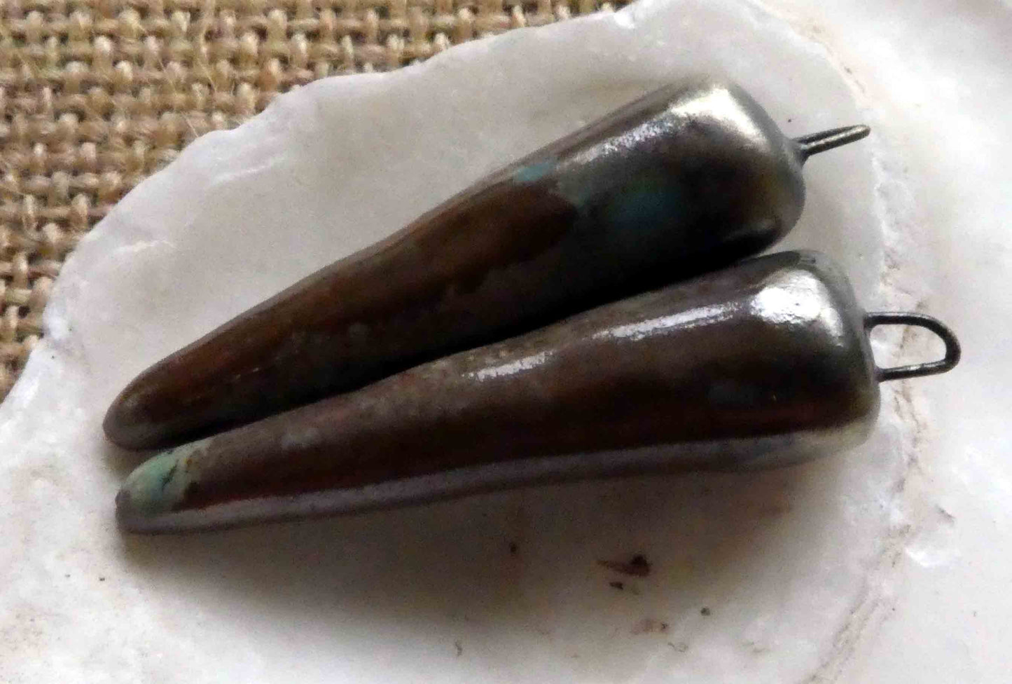 Ceramic Spikes Earring Charms - Teal Drop