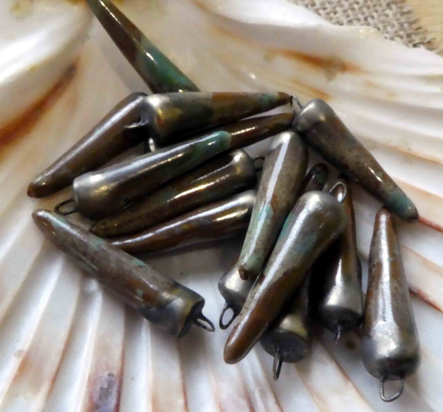 Ceramic Spikes Earring Charms - Teal Drop