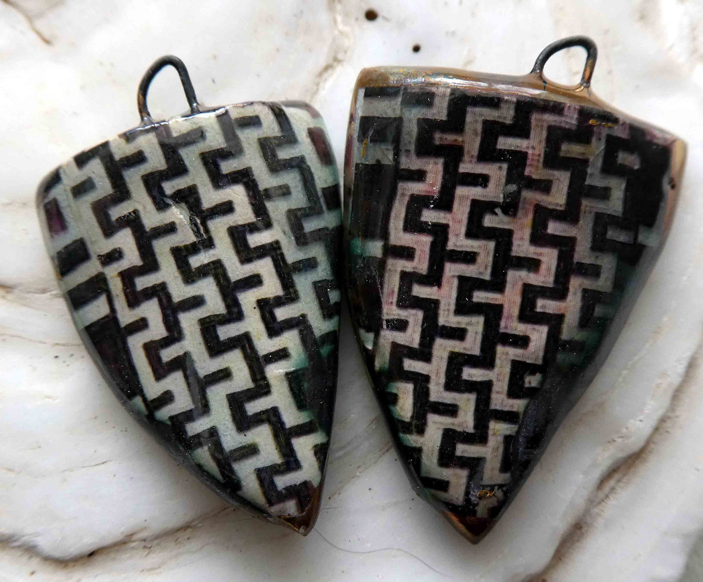 Ceramic Decal African Shield Earring Charms #2