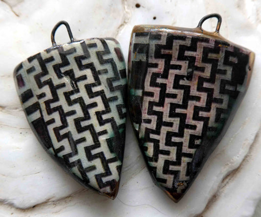 Ceramic Decal African Shield Earring Charms #2