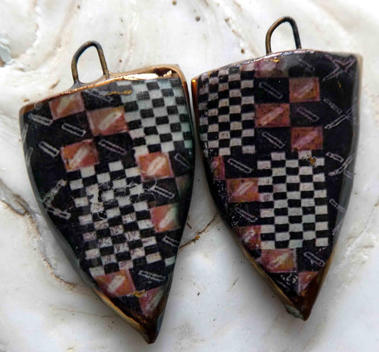 Ceramic Decal African Shield Earring Charms #1