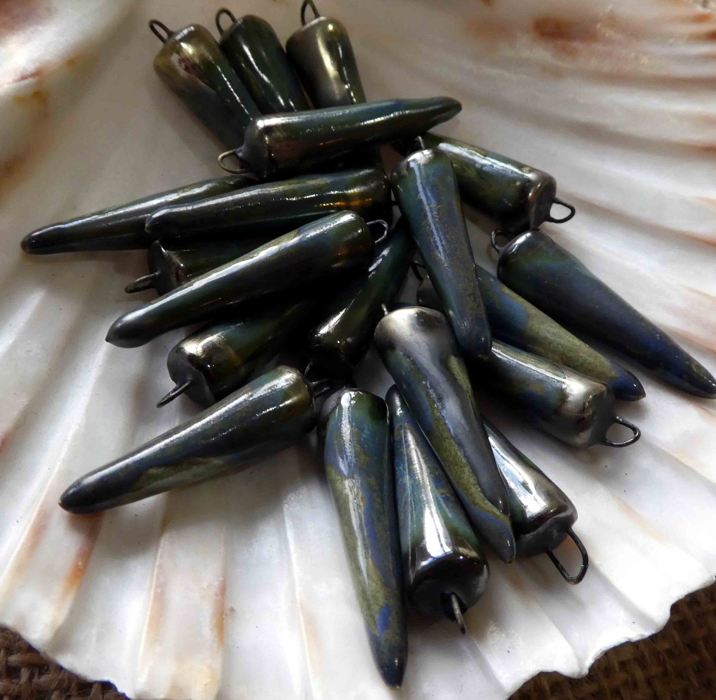 Ceramic Spikes Earring Charms-Blue Shade