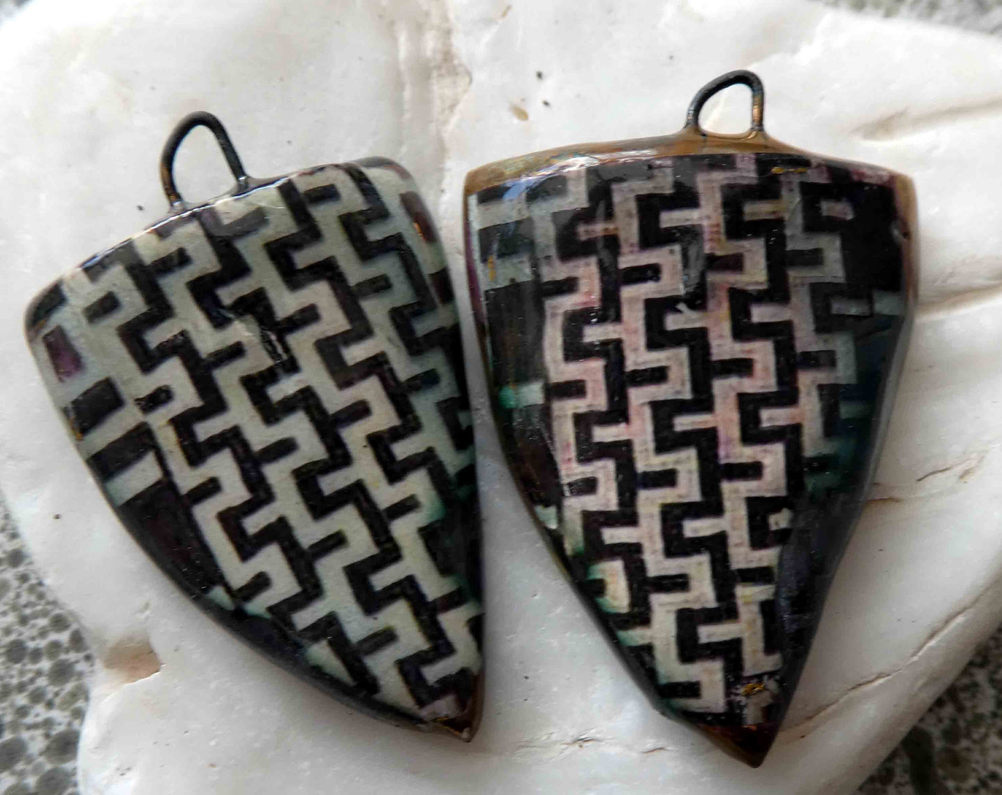 Ceramic Decal African Shield Earring Charms #2