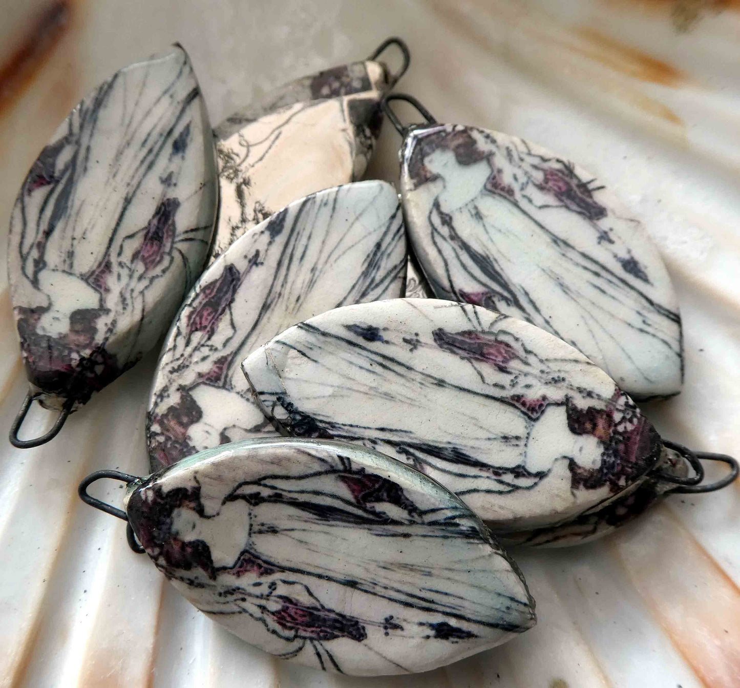 Ceramic Decal Rackham Earring Charms#1