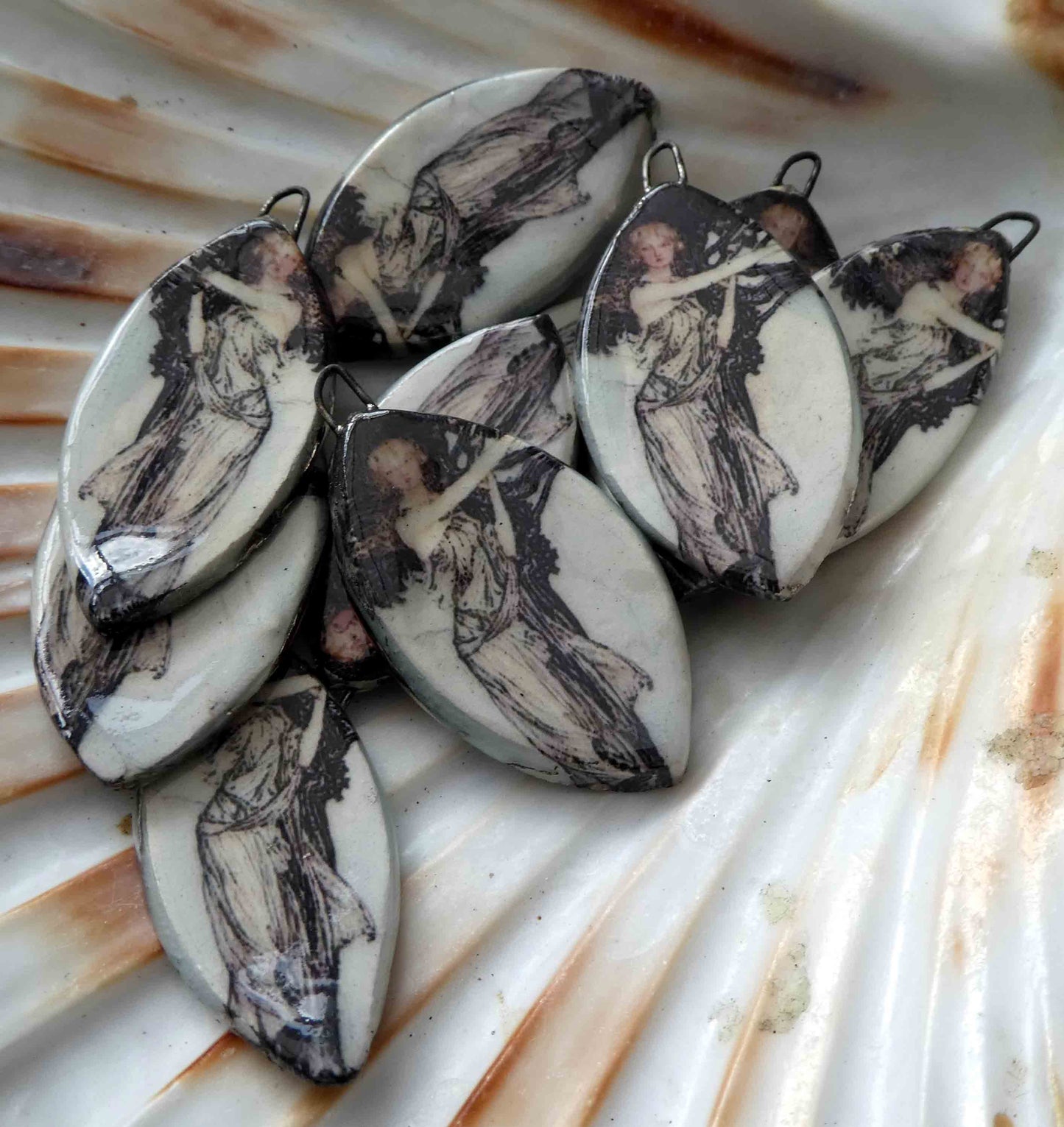 Ceramic Decal Rackham Earring Charms#2