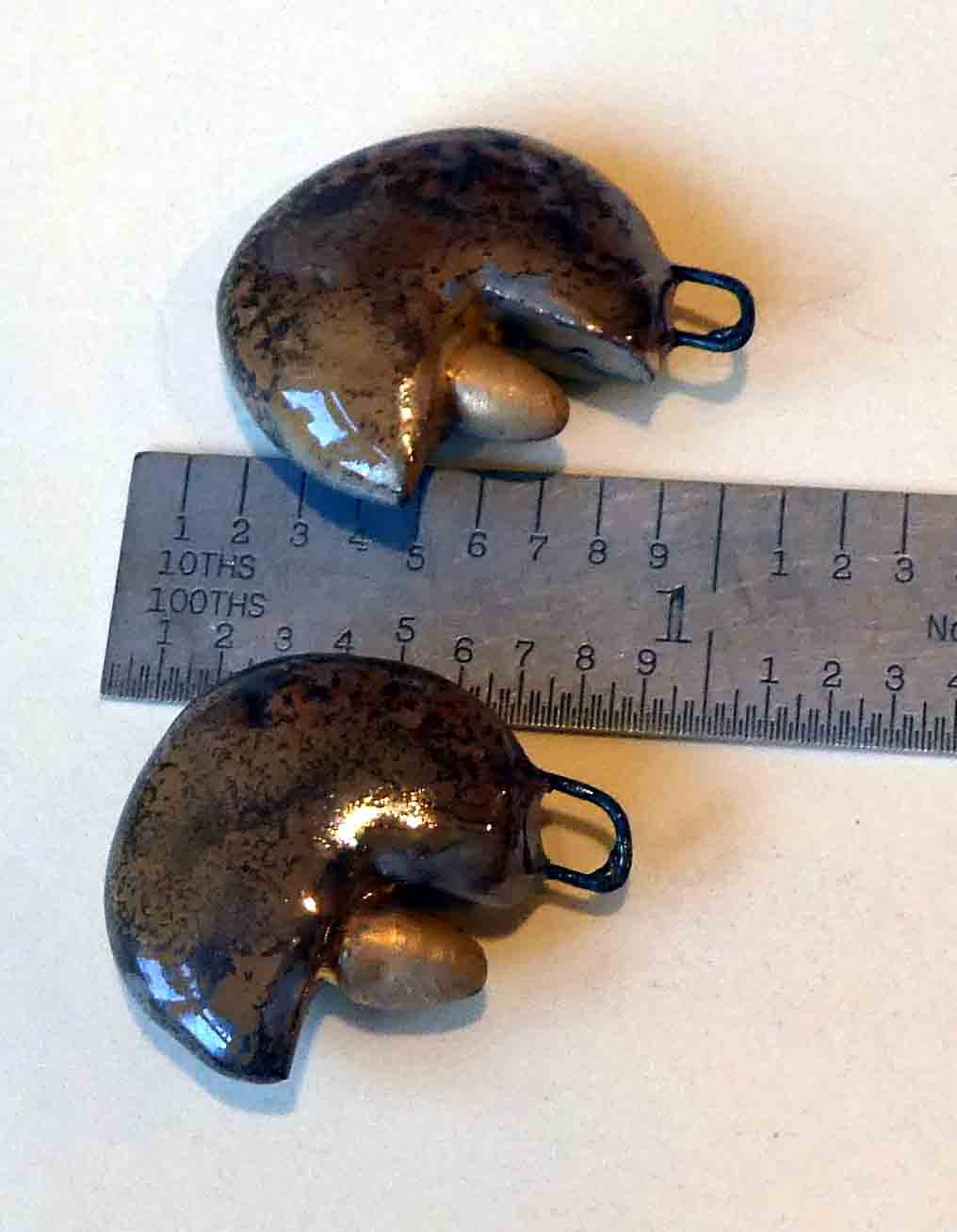 Ceramic Flame Disc Drop Earring Charms - Old Gold Lustre