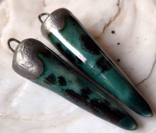Ceramic Spikes Earring Charms - Ocean Mist
