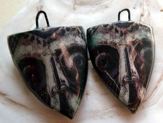 Ceramic Decal African Shield Earring Charms #6