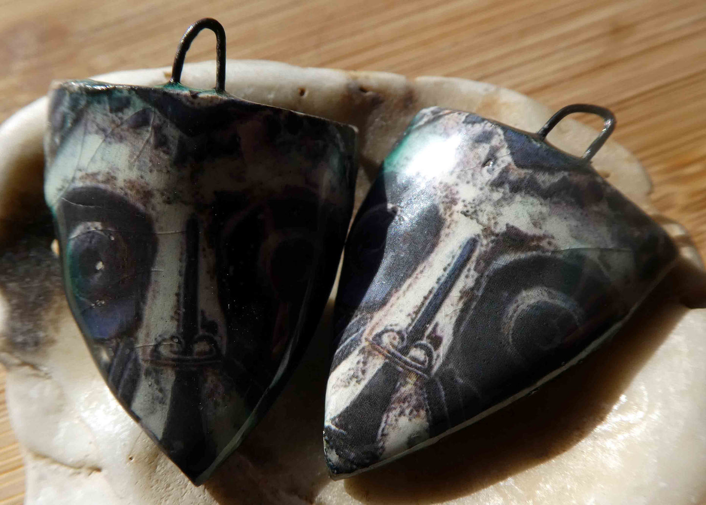 Ceramic Decal African Shield Earring Charms #6