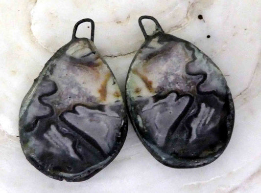 Ceramic Decal Glossy Gemstone Slice Earring Charms #7