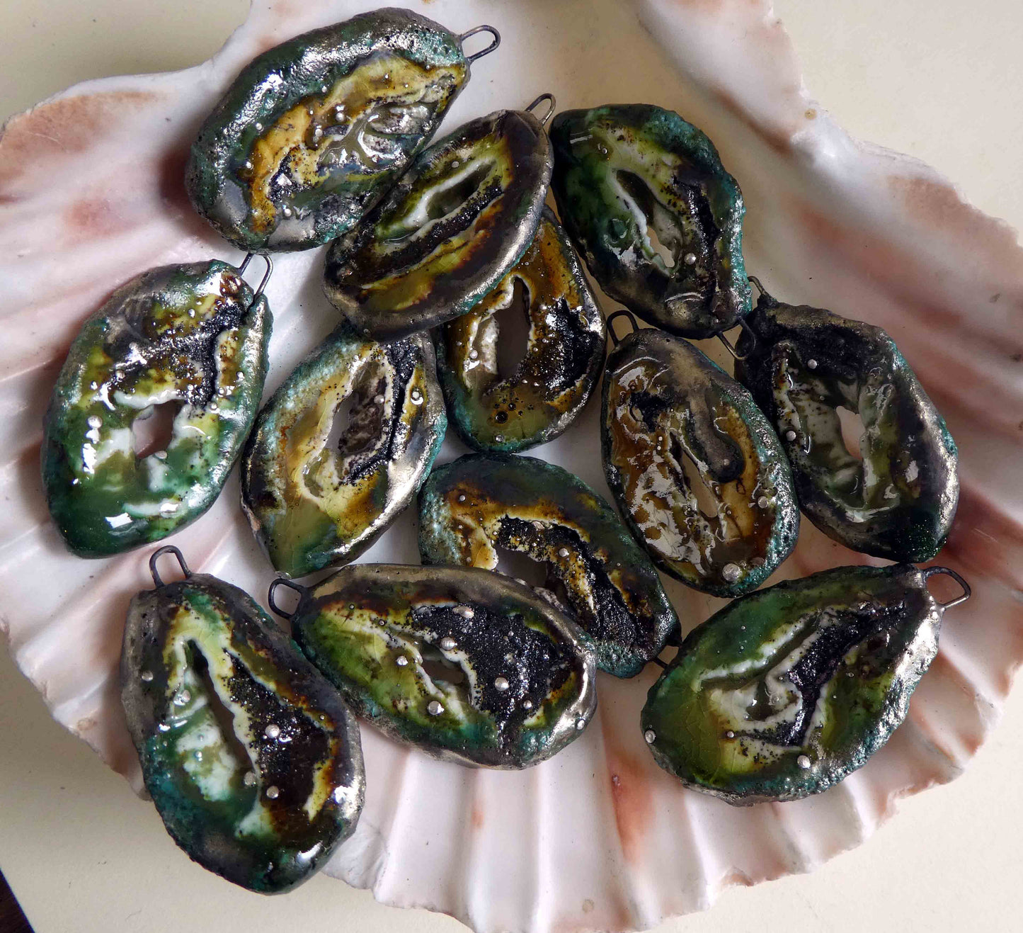 Ceramic Agate Slice Drops Earring Charms- Dune