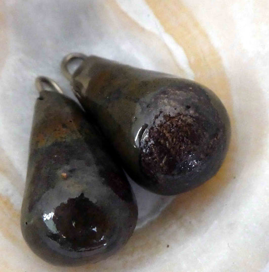 Ceramic Drops Earring Charms -Dark Fire