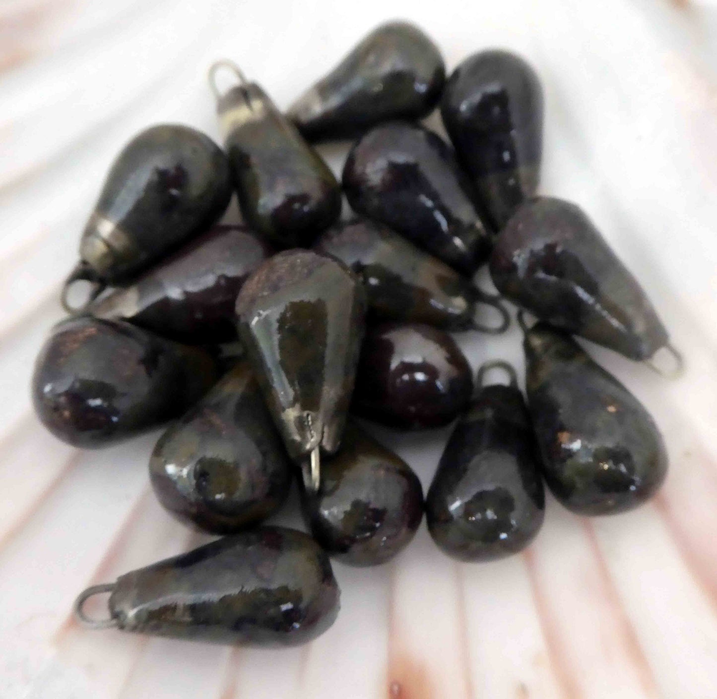 Ceramic Drops Earring Charms -Dark Fire