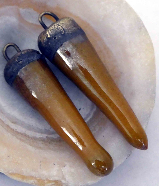 Ceramic Spikes  Earring Charms -Rust