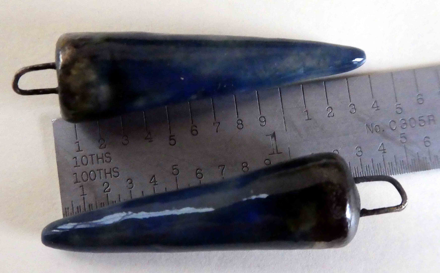 Ceramic Bronzy Spike Earring Charms - Deep Blue