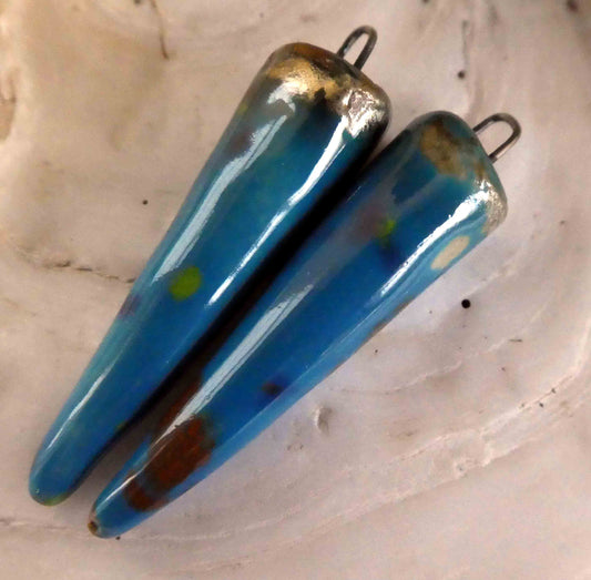 Ceramic Bronzy Spike Earring Charms - Blueberry Bubblegum