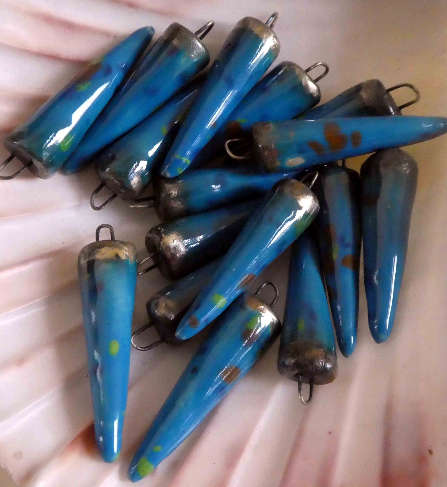 Ceramic Bronzy Spike Earring Charms - Blueberry Bubblegum